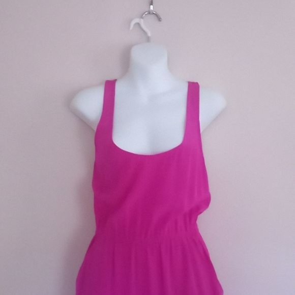 Anthropologie Twelfth Street- Cynthia Vincent Hot Pink Barbiecore Jumpsuit Silk - Picture 3 of 12